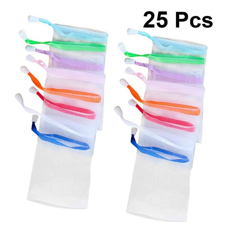 25 Pcs Soap Saver Bag Suds Bubbles Maker Sack Sock Pouch Holder Mesh Net Bags US