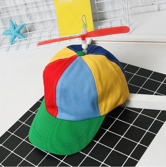 Fashion Colorful Bamboo Dragonfly Patchwork Baseball Cap Kids Helicopter Propeller Funny Adventure Kids pets Hat Snapback Hat