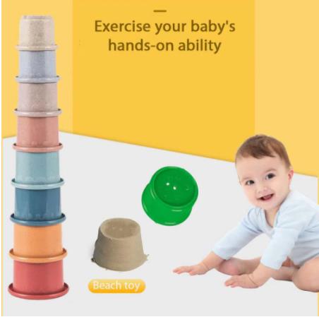 8pcs Of Set Baby Stacking Cup Toys Interesting Early Educational Baby Bath Toys Stack Tower Gift Baby Birth Montessori Toys