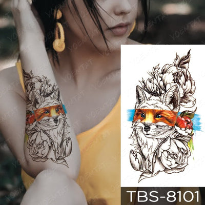 Waterproof Temporary Tattoo Sticker Chest Lace Henna Mandala Flash Tattoos Wolf Diamond Flower Body Art Arm Fake Tatoo Women Men