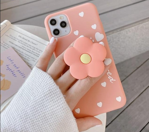 HOT 3D Lovely flower holder stand Soft phone case for iphone 12 Pro Max 12 MiNi 11 Pro Max X XS XR 6S 7 8 plus SE 2020 Cute cover