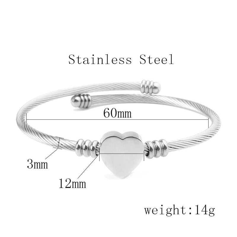 Stainless Steel Bangle 26 Letter Heart Bangle Charm Girls Lady Jewelry Birthday Party Banquet Gifts Fashion Bangle