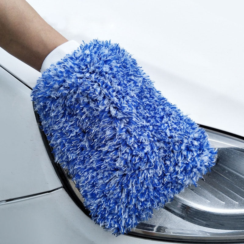 Soft Glove High Density Auto Wash Cloth Ultra Super Absorbancy Car Sponge Plush Glove Microfiber Cleaning Towel