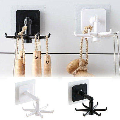 Kitchen Gadgets Accessories Bath Hooks Wall Mounted 360° Rotating Coat Hanger