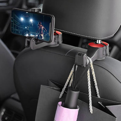 Car Headrest Hook With Phone Holder Car Seat Back Hanger For Handbag