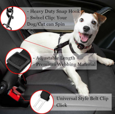 Pet Dog Cat Car Seat Belt Adjustable Harness Lead Leash Pet Supplies