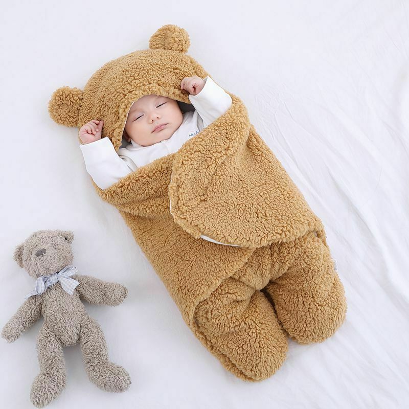 Baby Sleeping Bag Ultra-Soft Fluffy Fleece Newborn Receiving Blanket Infant Boys Girls Clothes Sleep Nursery Wrap Swaddle