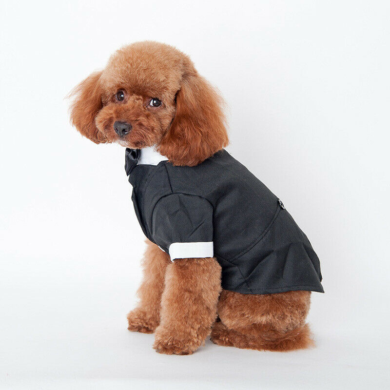 Dog Cat Wedding Party Costume Suit Puppy Prince Tuxedo Bow Tie Pet Coat Clothes