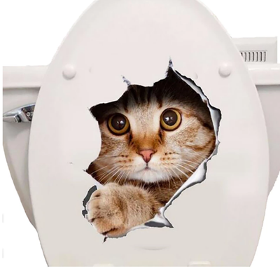 Cats 3D  Toilet Sticker Dogs Wall Stickers