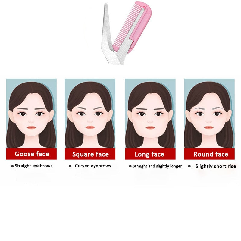 Eyebrow Trimmer Scissor with Comb Facial Eyelash Hair Removal Grooming Shaping Eyebrow Shaver Cosmetic Makeup Accessories