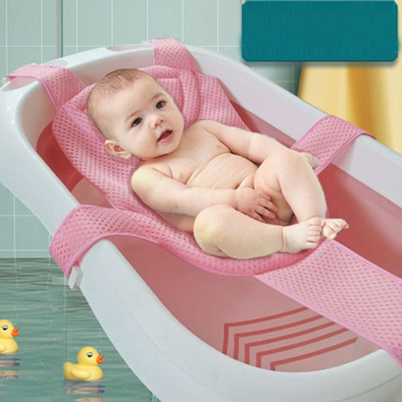 Newborn Adjustable Bathtub Pillow Seat Cushion Cross-shaped Anti-slip Baby Bath Net Mat Children Bathtub Shower Cradle Bed Seat Baby Shower Cap