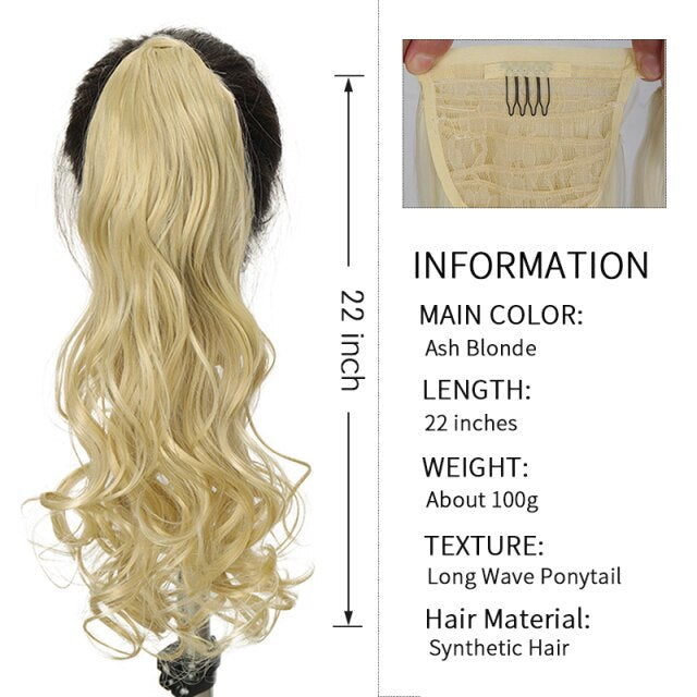 Xnaira Long Syntheti Straigight Wrap Around  Ponytail Fake Hair Pony Tail For Women Clip In Hair Extension High Temperture Fiber