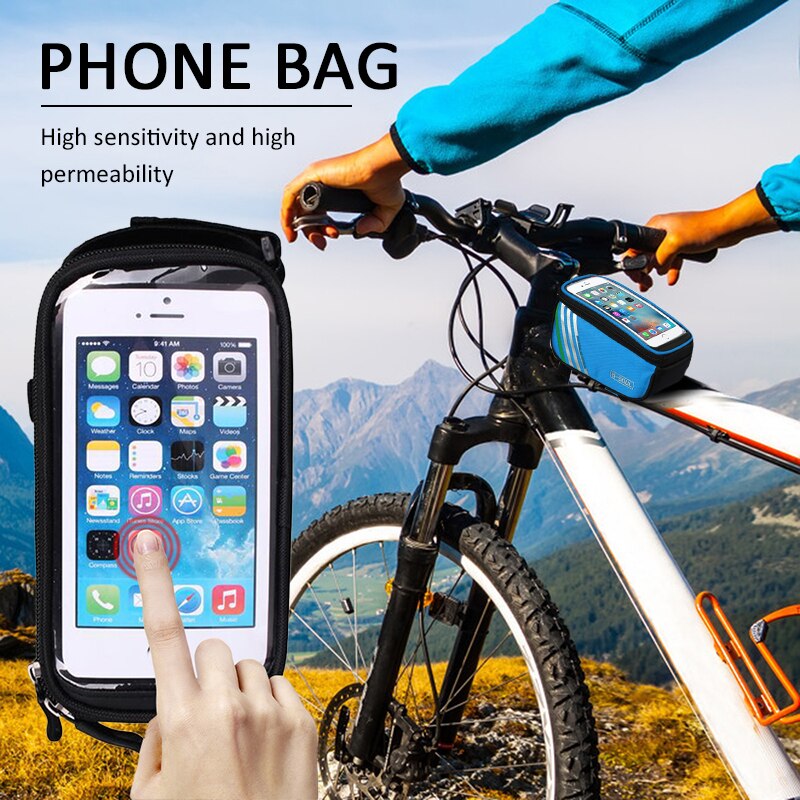 Waterproof Touch Screen Bicycle Bags Cycling Bike Front Frame Bag Tube Pouch Mobile Phone Storage Bag