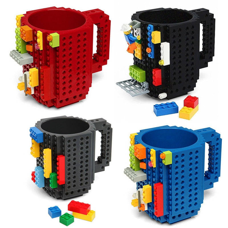 【Build-On Brick Mug!!】350ML Creative Mug Cups Milk Mug Cup for Milk Coffee Water Build-On Brick Type Water Holder Building Blocks Design Birthday Gift
