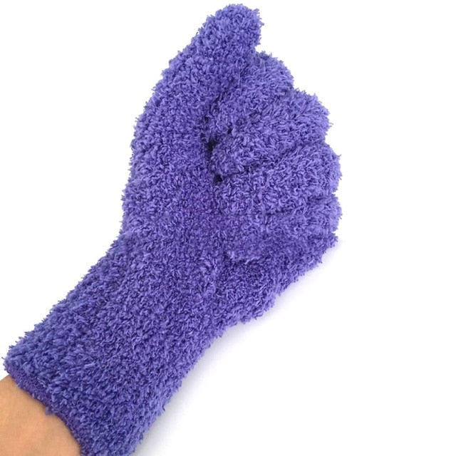 1PC Coral Velvet Knitted Gloves Super Soft Microfiber Car Detailing Dust Removal Gloves Car Wash Cleaning Gloves