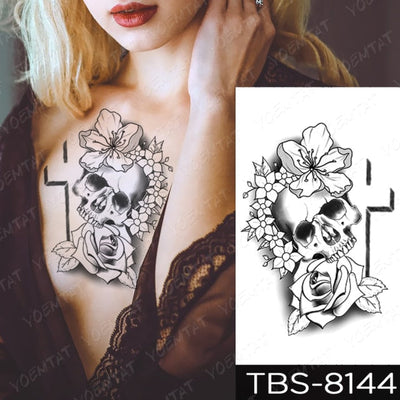 Waterproof Temporary Tattoo Sticker Chest Lace Henna Mandala Flash Tattoos Wolf Diamond Flower Body Art Arm Fake Tatoo Women Men