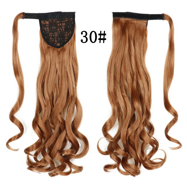 XQHAIR 22 Inch Ponytail Synthetic Hair Extension Long Wavy Wig with Clip Brown Blonde Black Ponytail High Temperature Resistant