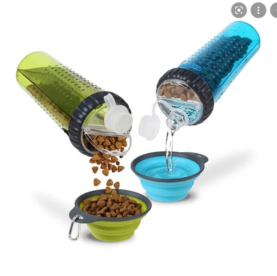 Dog Bowl Foldable Two-in-one Portable Outdoor Travel Water Bottle