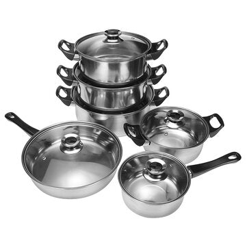 6 Pcs Cookware Set Stainless Steel Pots Frying Pan