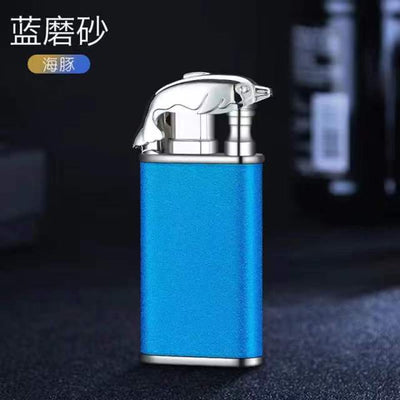 Creative Metal Double Flame Lighter Inflatable Windproof Jet Turbo Cigarette Tiktok Lighter Gas Butane Smoking Gadgets for Men