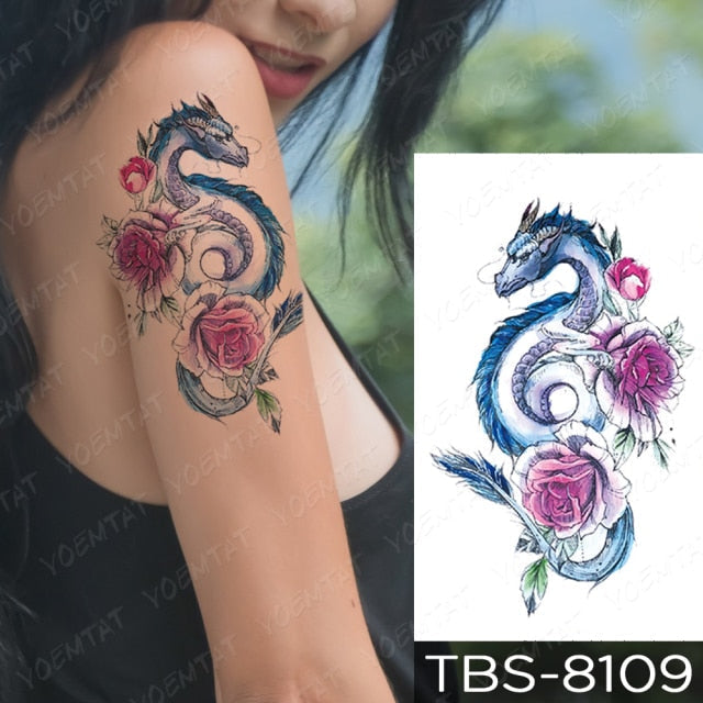 Waterproof Temporary Tattoo Sticker Chest Lace Henna Mandala Flash Tattoos Wolf Diamond Flower Body Art Arm Fake Tatoo Women Men