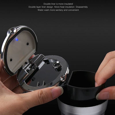 Car Ashtray with LED Light Luxury Car Smokeless Cup Holder