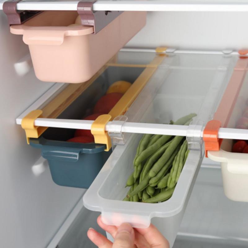 Adjustable Plastic Pull-out Drawers Refrigerator Storage Drawer Basket Refrigerator Fresh Spacer Layer Storage Rack Household