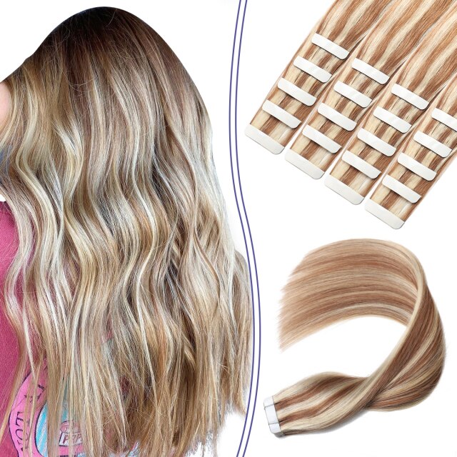 Ombre Balayage Tape In Human Hair Extensions 100% Real Remy Human Hair Extensions 50g 100g Per Package Seamless Tape on Hair