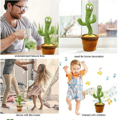 USB Charging Dancing Cactus Toys Children Christmas Gift