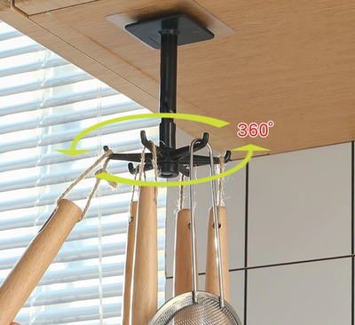 360 Degrees Rotating Hook Punch-Free Kitchenware Storage Rack