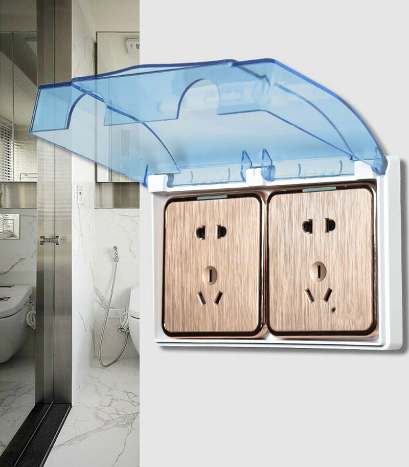 Home 2-Gang Wall Socket Waterproof Cover Outlet Case Panel Switch Box Protector