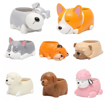 Creative Flower Pot Cartoon Dog Puppy Resin Planters Pots For Flowers Desktop Macetas Home Garden Decoration