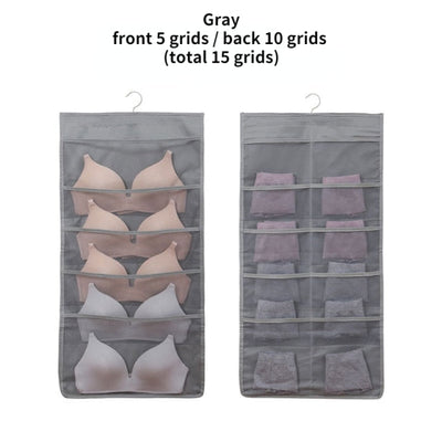 Hook Folding Underwear Socks Storage Bag Double Sided 15/24/30/36 Grids Multifunction Clear Hanging Bra Clother Organizer Hanger