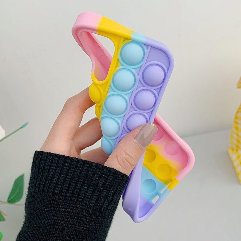 Funny Release Stress Phone Cases For iPhone Decompression Bubble Toy Soft Silicon Cover