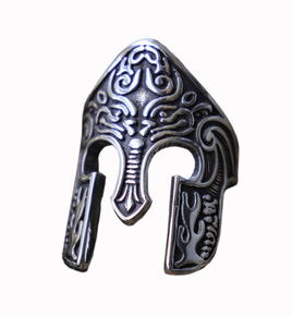 ENGRAVED SPARTAN HELMET METAL RING