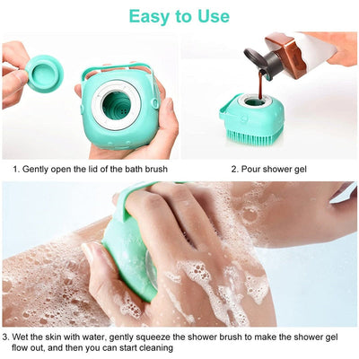 80ml Silicone Massage Exfoliating Bath Shower Brush With Soap Dispenser Body Soft Brush Deep Cleaning for Women Men Children