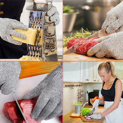 Anti Cut Gloves Cut Resistant Gardening Kitchen Gloves Grey Black HPPE EN388 Anti-cut Level 5 Safety Work Gloves