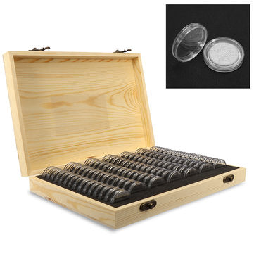 Round Coin Display Wood Storage Box