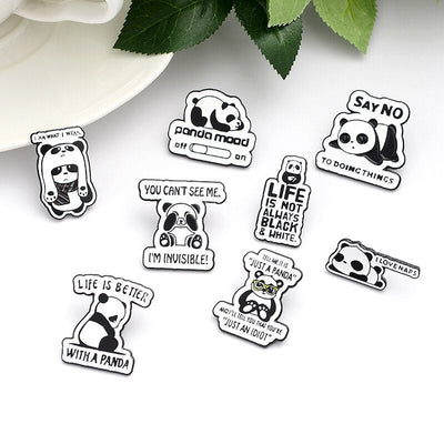 Panda Rolling Enamel Pin Custom Panda Quote Brooches for Bag Lapel Badge Buckle Funny Animal Jewelry Gift for Kids Friends