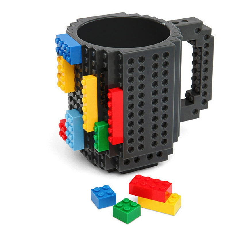 【Build-On Brick Mug!!】350ML Creative Mug Cups Milk Mug Cup for Milk Coffee Water Build-On Brick Type Water Holder Building Blocks Design Birthday Gift