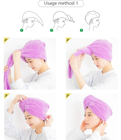 Girl's Hair Drying Hat Quick-dry Hair Towel Cap