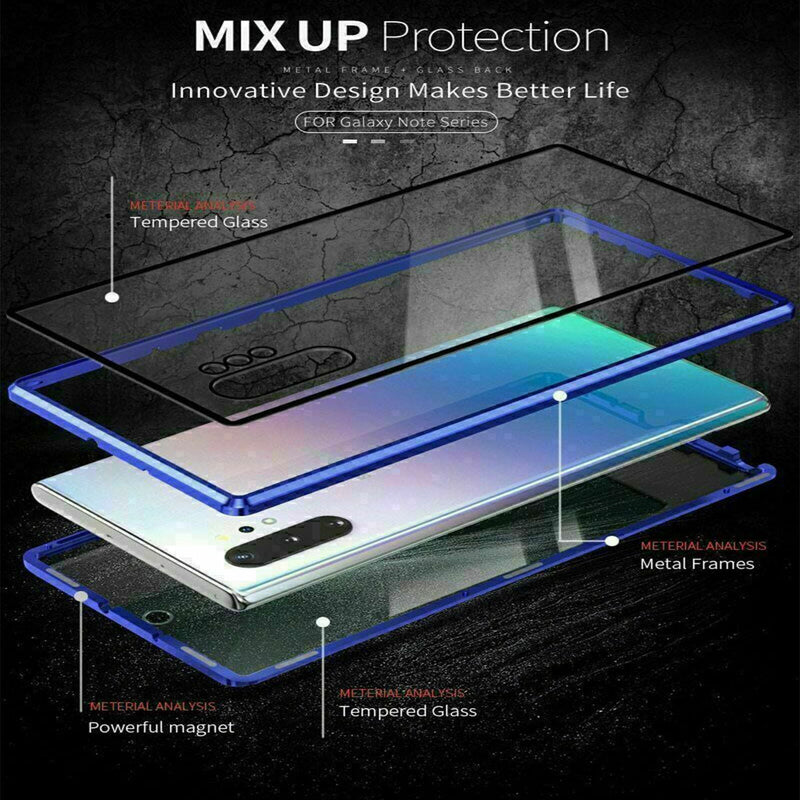 360 Full Body Anti-Spy Magnetic Glass Phone Case For Samsung Galaxy Note 20 S10