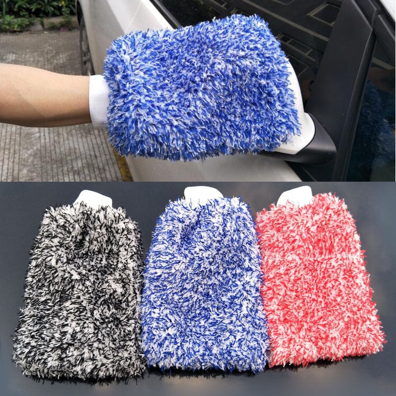 Soft Glove High Density Auto Wash Cloth Ultra Super Absorbancy Car Sponge Plush Glove Microfiber Cleaning Towel