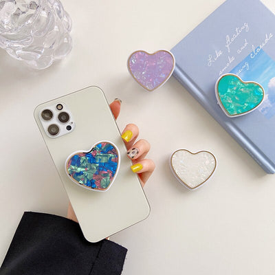 Cute love heart universal mobile phone stretch bracket cartoon fold bag Phone Expanding phone Stand Finger seashell phone Holder