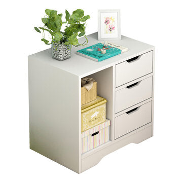 Side Table Drawers Nightstand Storage Cabinet