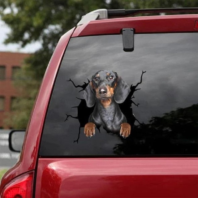 Funny Dog Head In The Crack Vinyl Car Stickers