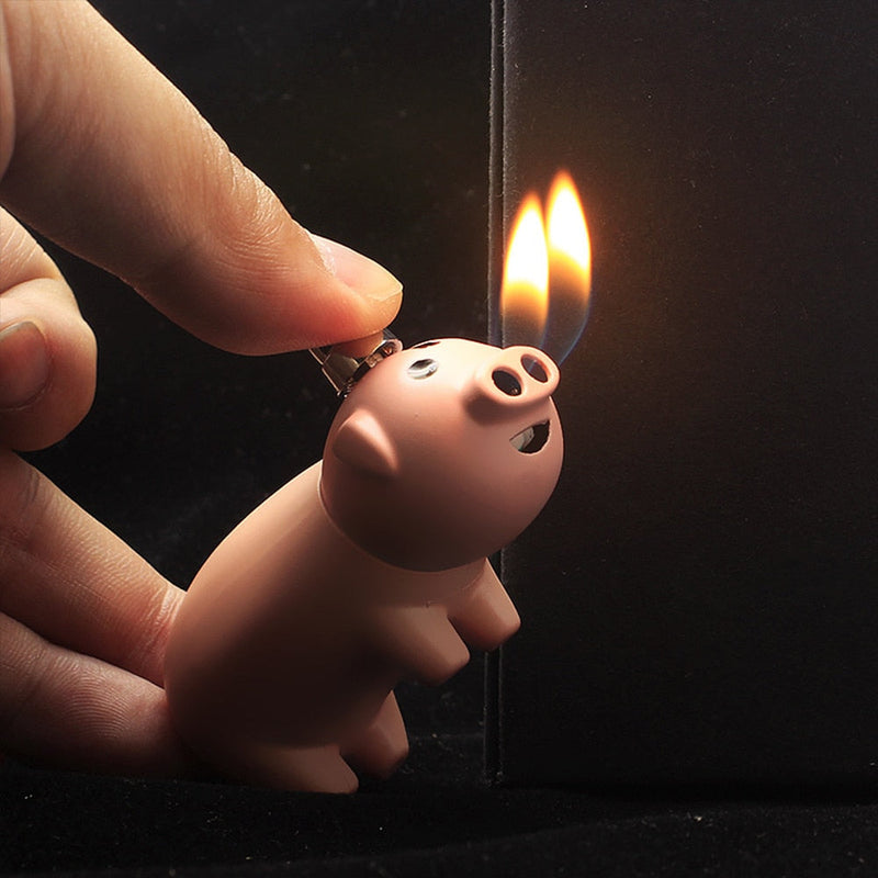 Little Piggy Jet Lighter Butane Pig Inflated Dual Nozzles Free Fire Lighter Mini Funny Piggy Gas Lighters