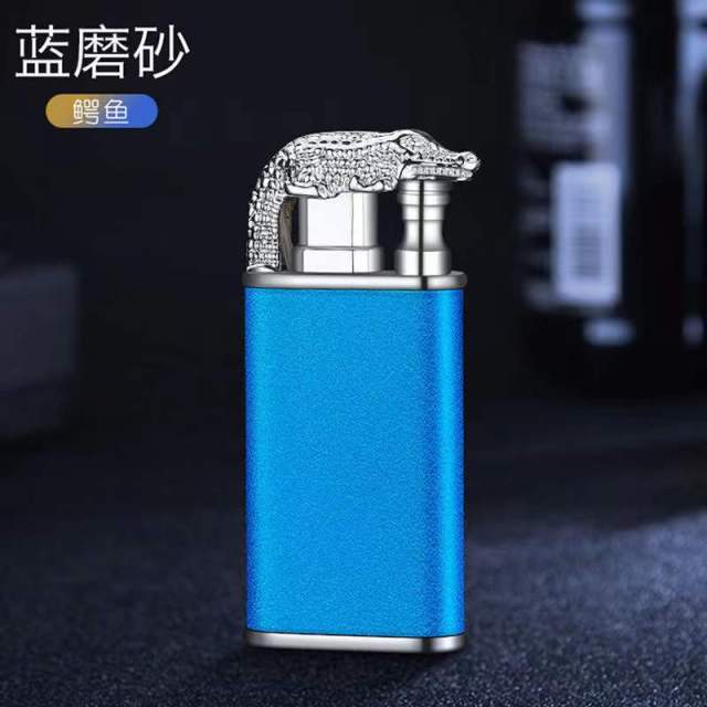 Creative Metal Double Flame Lighter Inflatable Windproof Jet Turbo Cigarette Tiktok Lighter Gas Butane Smoking Gadgets for Men