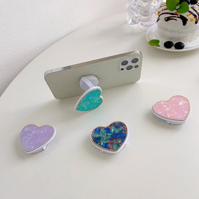 Cute love heart universal mobile phone stretch bracket cartoon fold bag Phone Expanding phone Stand Finger seashell phone Holder