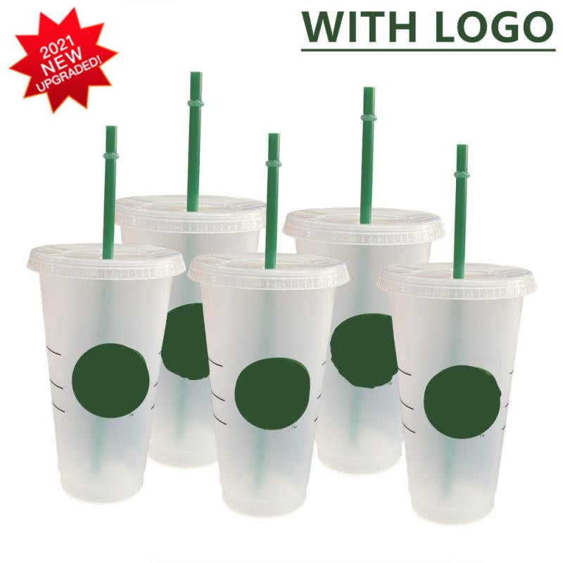 4pcs 710ml Straw Cup With Lid Color Changing Coffee Cup With Logo Reusable Cups Plastic Coffee Cup Tumbler Matte Finish Coffee Mug